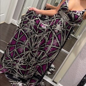 Nicole Miller long purple and black dress